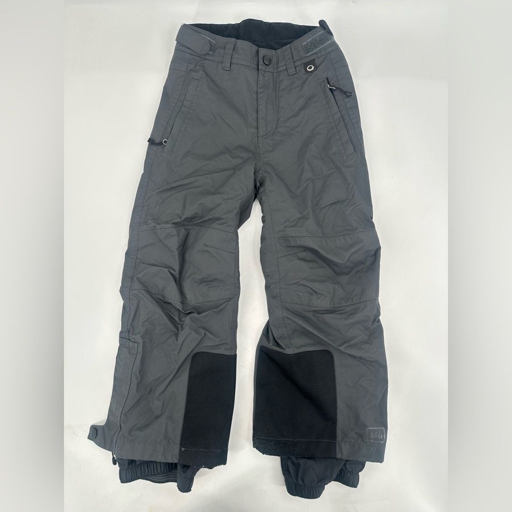 REI Kids Boys Fleece Lined Ski Pants Snow Pant Grey Black Size XXS 4-5
